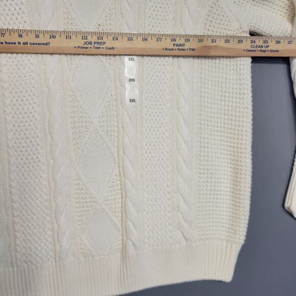 Sonoma Sweater Mens XXL Cream Ivory Cable Knit Pullover Crewneck Long Sleeves - Picture 10 of 16